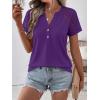image:imageANRABESS Womens Short Sleeve Lace Shirt  Trendy Henley V Neck Blouse Versatile Business Casual Office Top for Work amp SummerPurple
