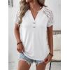 image:imageANRABESS Womens Short Sleeve Lace Shirt  Trendy Henley V Neck Blouse Versatile Business Casual Office Top for Work amp SummerWhite