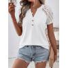 image:imageANRABESS Womens Short Sleeve Lace Shirt  Trendy Henley V Neck Blouse Versatile Business Casual Office Top for Work amp SummerWhite