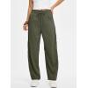 image:imageANRABESS Womens Striped Barrel Casual Pants 2026 Trendy Summer Elastic Drawstring Baggy Lounge Wide Leg Trousers with PocketsArmy Green White Stripe
