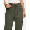 image:imageANRABESS Womens Striped Barrel Casual Pants 2026 Trendy Summer Elastic Drawstring Baggy Lounge Wide Leg Trousers with PocketsArmy Green White Stripe