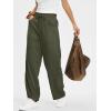image:imageANRABESS Womens Striped Barrel Casual Pants 2026 Trendy Summer Elastic Drawstring Baggy Lounge Wide Leg Trousers with PocketsArmy Green White Stripe