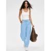 image:imageANRABESS Womens Striped Barrel Casual Pants 2026 Trendy Summer Elastic Drawstring Baggy Lounge Wide Leg Trousers with PocketsBlue White Stripe
