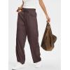 image:imageANRABESS Womens Striped Barrel Casual Pants 2026 Trendy Summer Elastic Drawstring Baggy Lounge Wide Leg Trousers with PocketsBrown White Stripe