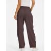 image:imageANRABESS Womens Striped Barrel Casual Pants 2026 Trendy Summer Elastic Drawstring Baggy Lounge Wide Leg Trousers with PocketsBrown White Stripe