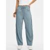 image:imageANRABESS Womens Striped Barrel Casual Pants 2026 Trendy Summer Elastic Drawstring Baggy Lounge Wide Leg Trousers with PocketsDusty Blue White Stripe