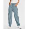 image:imageANRABESS Womens Striped Barrel Casual Pants 2026 Trendy Summer Elastic Drawstring Baggy Lounge Wide Leg Trousers with PocketsDusty Blue White Stripe