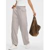 image:imageANRABESS Womens Striped Barrel Casual Pants 2026 Trendy Summer Elastic Drawstring Baggy Lounge Wide Leg Trousers with PocketsLight Brown White Stripe