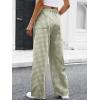 image:imageANRABESS Womens Striped Gingham Pants 2026 Pajama Drawstring Wide Leg Lounge Plaid Pants Cute Casual Trousers with PocketsArmy Green White Plaid