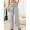 image:imageANRABESS Womens Striped Gingham Pants 2026 Pajama Drawstring Wide Leg Lounge Plaid Pants Cute Casual Trousers with PocketsBlack White Stripe