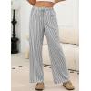 image:imageANRABESS Womens Striped Gingham Pants 2026 Pajama Drawstring Wide Leg Lounge Plaid Pants Cute Casual Trousers with PocketsBlack White Stripe