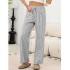 image:imageANRABESS Womens Striped Gingham Pants 2026 Pajama Drawstring Wide Leg Lounge Plaid Pants Cute Casual Trousers with PocketsBlack White Stripe