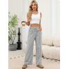 image:imageANRABESS Womens Striped Gingham Pants 2026 Pajama Drawstring Wide Leg Lounge Plaid Pants Cute Casual Trousers with PocketsBlack White Stripe
