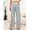 image:imageANRABESS Womens Striped Gingham Pants 2026 Pajama Drawstring Wide Leg Lounge Plaid Pants Cute Casual Trousers with PocketsBlack White Stripe
