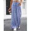 image:imageANRABESS Womens Striped Gingham Pants 2026 Pajama Drawstring Wide Leg Lounge Plaid Pants Cute Casual Trousers with PocketsBlue White Plaid