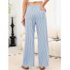 image:imageANRABESS Womens Striped Gingham Pants 2026 Pajama Drawstring Wide Leg Lounge Plaid Pants Cute Casual Trousers with PocketsBlue White Stripe