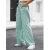 image:imageANRABESS Womens Striped Gingham Pants 2026 Pajama Drawstring Wide Leg Lounge Plaid Pants Cute Casual Trousers with PocketsGreen White Plaid