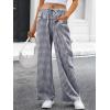 image:imageANRABESS Womens Striped Gingham Pants 2026 Pajama Drawstring Wide Leg Lounge Plaid Pants Cute Casual Trousers with PocketsNavy Blue White Plaid