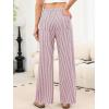 image:imageANRABESS Womens Striped Gingham Pants 2026 Pajama Drawstring Wide Leg Lounge Plaid Pants Cute Casual Trousers with PocketsRed White Stripe