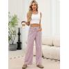 image:imageANRABESS Womens Striped Gingham Pants 2026 Pajama Drawstring Wide Leg Lounge Plaid Pants Cute Casual Trousers with PocketsRed White Stripe