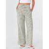 image:imageANRABESS Womens Striped Gingham Pants 2026 Spring Pajama Lounge Boxer Pants Casual Wide Leg Drawstring PJ Bottoms TrousersArmy Green White Plaid