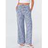 image:imageANRABESS Womens Striped Gingham Pants 2026 Spring Pajama Lounge Boxer Pants Casual Wide Leg Drawstring PJ Bottoms TrousersBlue White Plaid