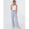 image:imageANRABESS Womens Striped Gingham Pants 2026 Spring Pajama Lounge Boxer Pants Casual Wide Leg Drawstring PJ Bottoms TrousersBlue White Stripe