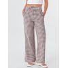 image:imageANRABESS Womens Striped Gingham Pants 2026 Spring Pajama Lounge Boxer Pants Casual Wide Leg Drawstring PJ Bottoms TrousersBrown White Plaid