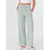 image:imageANRABESS Womens Striped Gingham Pants 2026 Spring Pajama Lounge Boxer Pants Casual Wide Leg Drawstring PJ Bottoms TrousersGreen White Plaid