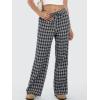 image:imageANRABESS Womens Striped Gingham Pants 2026 Spring Pajama Lounge Boxer Pants Casual Wide Leg Drawstring PJ Bottoms TrousersMulti Black Plaid