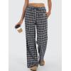 image:imageANRABESS Womens Striped Gingham Pants 2026 Spring Pajama Lounge Boxer Pants Casual Wide Leg Drawstring PJ Bottoms TrousersMulti Black Plaid