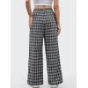 image:imageANRABESS Womens Striped Gingham Pants 2026 Spring Pajama Lounge Boxer Pants Casual Wide Leg Drawstring PJ Bottoms TrousersMulti Black Plaid