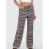 image:imageANRABESS Womens Striped Gingham Pants 2026 Spring Pajama Lounge Boxer Pants Casual Wide Leg Drawstring PJ Bottoms TrousersMulti Coffee Plaid