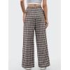 image:imageANRABESS Womens Striped Gingham Pants 2026 Spring Pajama Lounge Boxer Pants Casual Wide Leg Drawstring PJ Bottoms TrousersMulti Coffee Plaid