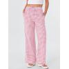 image:imageANRABESS Womens Striped Gingham Pants 2026 Spring Pajama Lounge Boxer Pants Casual Wide Leg Drawstring PJ Bottoms TrousersPink White Plaid