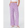 image:imageANRABESS Womens Striped Gingham Pants 2026 Spring Pajama Lounge Boxer Pants Casual Wide Leg Drawstring PJ Bottoms TrousersPurple White Plaid