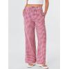image:imageANRABESS Womens Striped Gingham Pants 2026 Spring Pajama Lounge Boxer Pants Casual Wide Leg Drawstring PJ Bottoms TrousersRed White Plaid