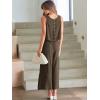 image:imageANRABESS Womens Summer 2 Piece Outfits Sleeveless Crop Top Capri Wide Leg Pants Jumpsuit Linen Lounge Beach Travel SetsCoffee