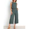 image:imageANRABESS Womens Summer 2 Piece Outfits Sleeveless Crop Top Capri Wide Leg Pants Jumpsuit Linen Lounge Beach Travel SetsDark Gray