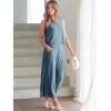 image:imageANRABESS Womens Summer 2 Piece Outfits Sleeveless Crop Top Capri Wide Leg Pants Jumpsuit Linen Lounge Beach Travel SetsGray Blue