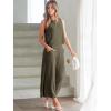 image:imageANRABESS Womens Summer 2 Piece Outfits Sleeveless Crop Top Capri Wide Leg Pants Jumpsuit Linen Lounge Beach Travel SetsGrey Green