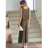 image:imageANRABESS Womens Summer 2 Piece Outfits Sleeveless Crop Top Capri Wide Leg Pants Jumpsuit Linen Lounge Beach Travel SetsGrey Green