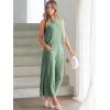 image:imageANRABESS Womens Summer 2 Piece Outfits Sleeveless Crop Top Capri Wide Leg Pants Jumpsuit Linen Lounge Beach Travel SetsLight Green