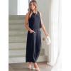image:imageANRABESS Womens Summer 2 Piece Outfits Sleeveless Crop Top Capri Wide Leg Pants Jumpsuit Linen Lounge Beach Travel SetsNavy Blue