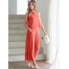 image:imageANRABESS Womens Summer 2 Piece Outfits Sleeveless Crop Top Capri Wide Leg Pants Jumpsuit Linen Lounge Beach Travel SetsPeach