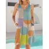 image:imageANRABESS Womens Summer Casual V Neck Sleeveless Mini Dress 2026 Beach Cover Up Sundress Trendy Cute Vacation ClothesGeometric Color Block