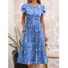 image:imageANRABESS Womens Summer Short Sleeve ALine Midi Dresses Casual Floral TShirt Dresses Flowy Beach Sundress with PocketsBlue Pink Flower