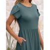image:imageANRABESS Womens Summer Short Sleeve ALine Midi Dresses Casual Floral TShirt Dresses Flowy Beach Sundress with PocketsGreen