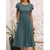 image:imageANRABESS Womens Summer Short Sleeve ALine Midi Dresses Casual Floral TShirt Dresses Flowy Beach Sundress with PocketsGreen