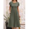image:imageANRABESS Womens Summer Short Sleeve ALine Midi Dresses Casual Floral TShirt Dresses Flowy Beach Sundress with PocketsOlive